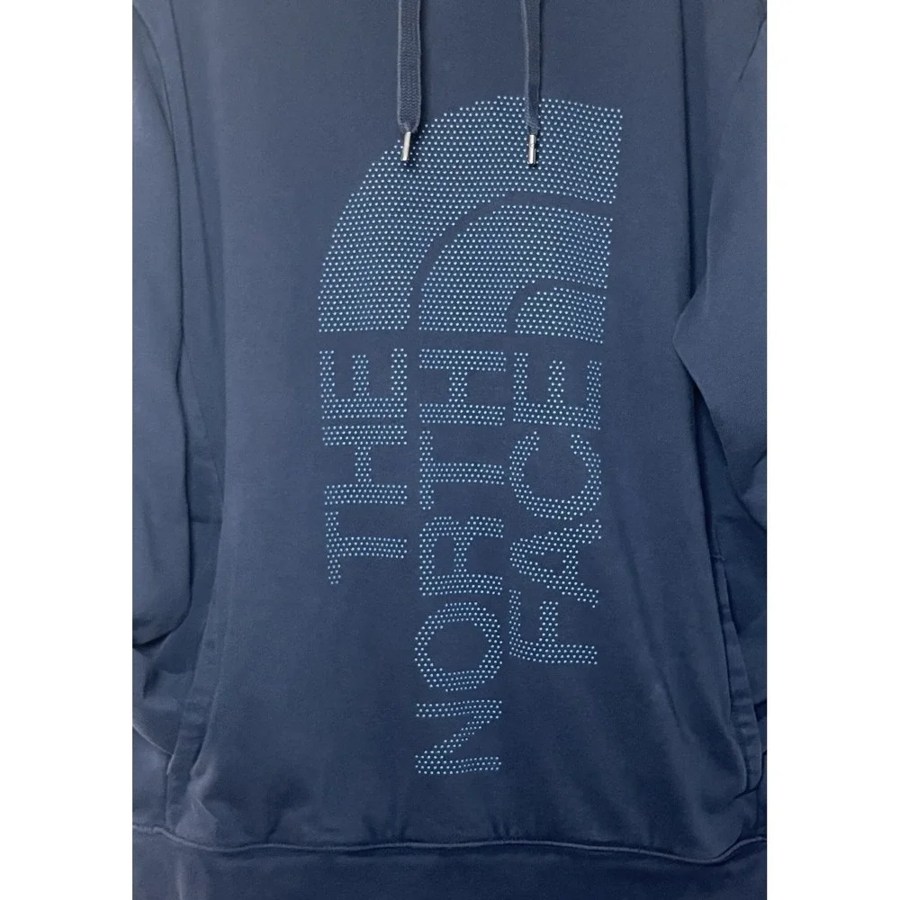 The North Face Pullover Hoodie Mens Navy Blue Logo Graphic Sweatshirt Sz Large